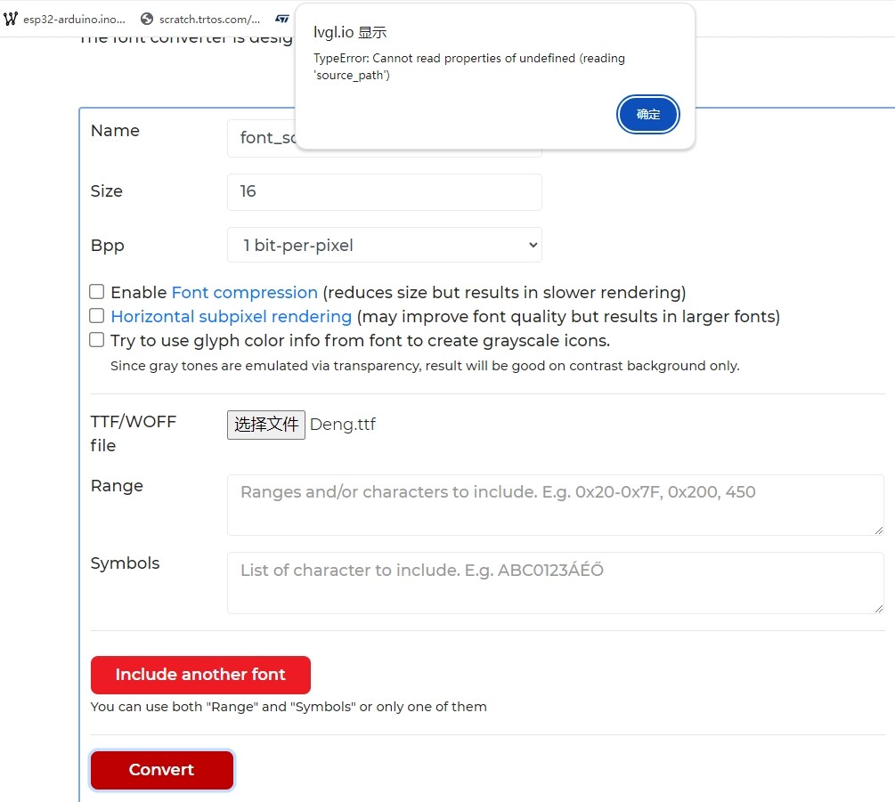 Online font create not work - How-to - LVGL Forum