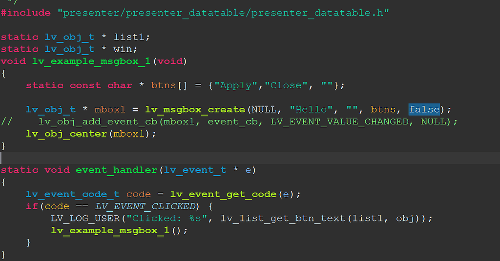Message box and some question around it - How-to - LVGL Forum