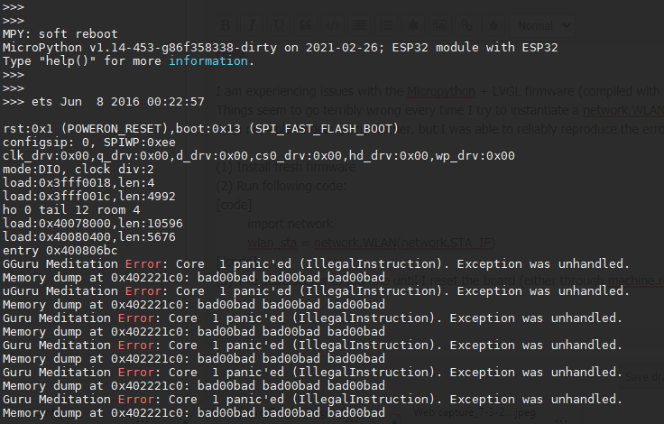 ESP32 and LVGL - Guru Meditation Error after reboot if network ...